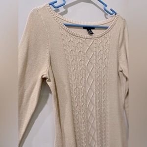 Chaps Beige Sweater Dress with Shimmery Accents